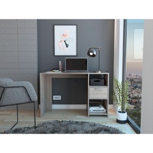 CAVINAS Compact 43.3" Computer Desk with Drawer and 2 Shelves,Space-Saving Office Desk for Small Spaces - 1 of 4