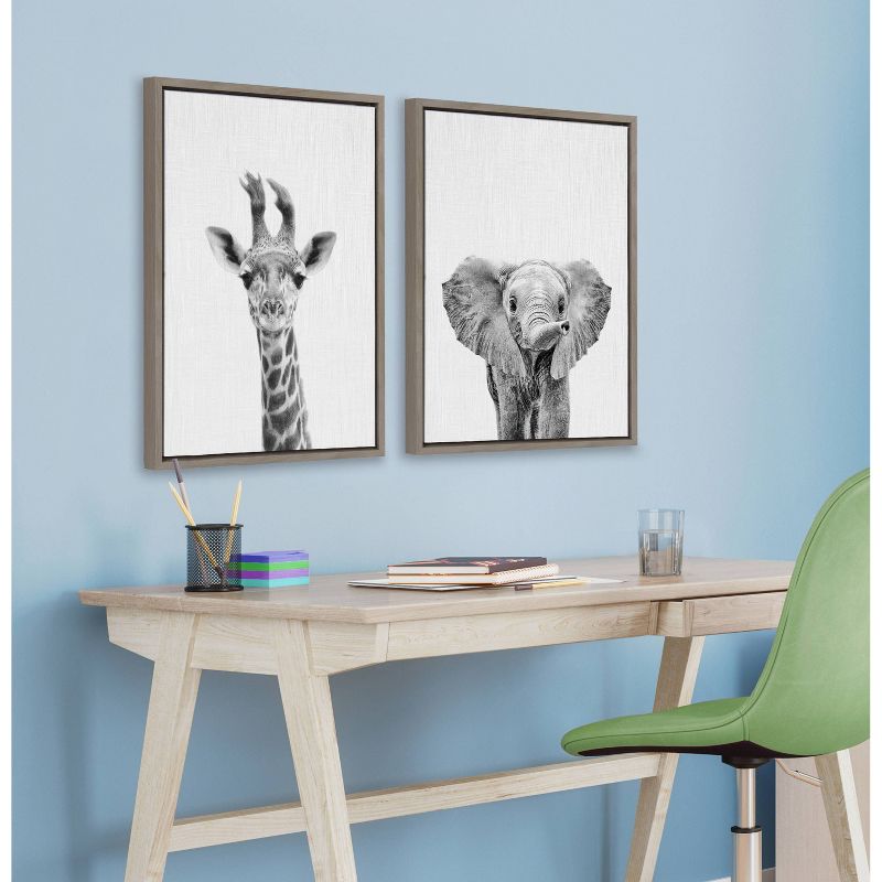 (Set of 2) Sylvie Baby Giraffe Elephant Framed Canvas by Simon Te - Kate & Laurel All Things Decor, 5 of 6