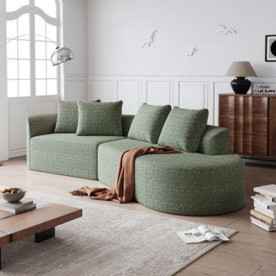 112" Oversize Modern Chenille Modular Sectional Sofa with 4 Pillows, Cloud-Style 4-Seat Couch for Living Room or Apartments – The Pop Home