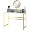 HOMCOM Modern Vanity Makeup Desk with Mirror, Dressing Table with Open Storage, Faux Marble Finish and Steel Frame for Bedroom, White and Gold - 4 of 4