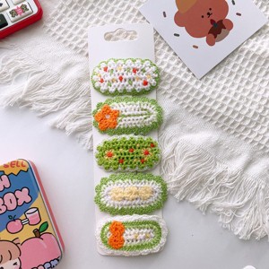 MyKids-USA Versatile Knit Hair Clip With Sweet Floral Design For Girly Charm 5-Piece Set - 1 of 4