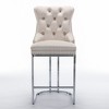 SKRAN 26" Mid Century Modern Velvet Counter Height Bar Stools Set of 2, With Metal Base Legs, Button Tufted And Nailheads Trim For Pub, Cafe - 2 of 4