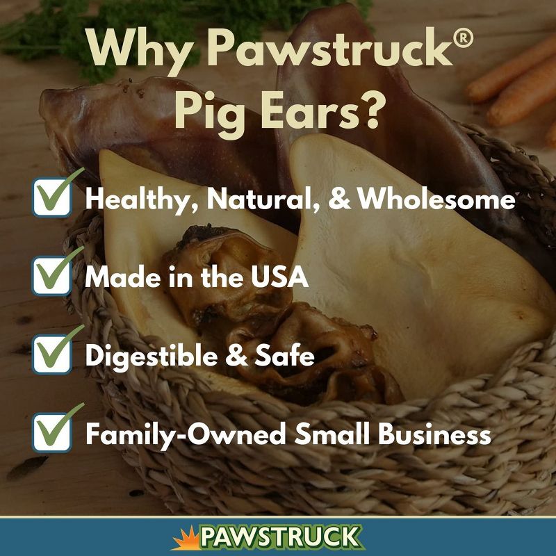 Pawstruck Natural Jumbo Pig Ears Chews for Dogs  | Premium Pork Treats Made In USA | Supports Dental Health | No Artificial Ingredients, 2 of 9