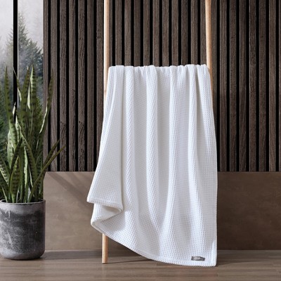 King White Organic Cotton Reversible Waffle Blanket