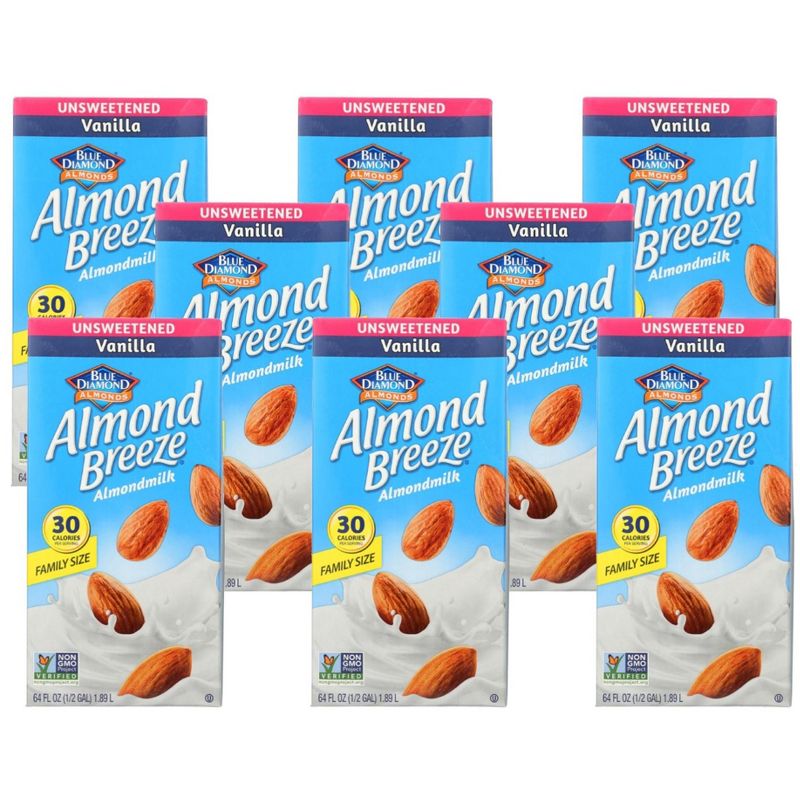 Almond Breeze Unsweetened Vanilla Almond Milk - Case of 8/64 oz, 1 of 8