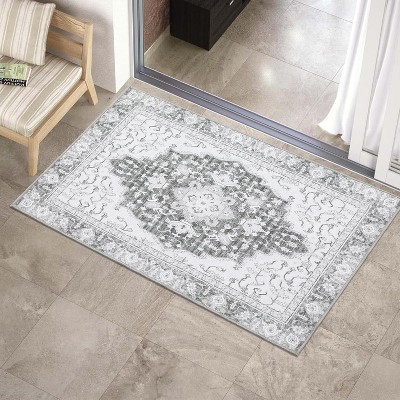 Washable Vintage Area Rug, Low-Pile Non-Slip Foldable Carpet, Soft Indoor Printed Rug for Living Room Dining Room Bedroom