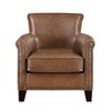 Traditional Brown Leather Accent Chair 1pc Solid Wood Frame Top-Grain Leather Nailhead Trim Classic Modern Living Room Furniture - 3 of 4