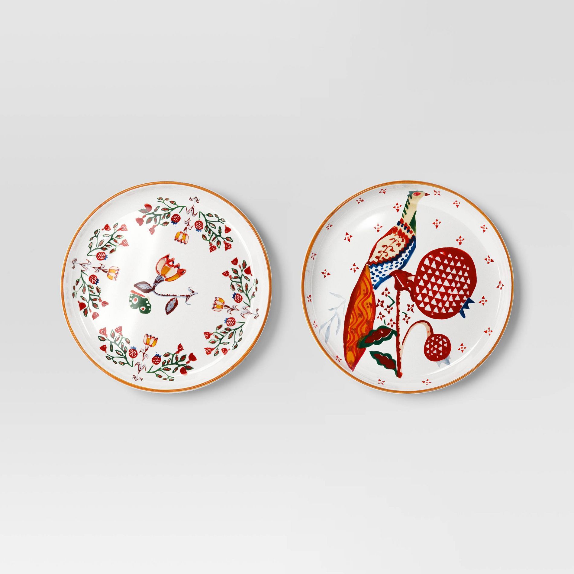 7" 2pk Stoneware Layering Pheasant/Floral Plates - Threshold™