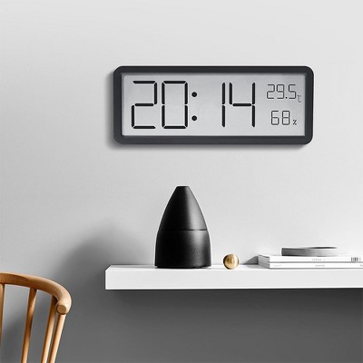 LED Digital Alarm Clock for Bedroom,Rechargeable Desk Clock with Date Temperature Humidity,12/24H Digital Wall Clock