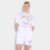 Pride Adult Smiley World Rainbow Graphic Mesh Shorts - White - 3 of 3