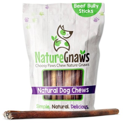 Nature Gnaws Bully Sticks 12" Beef Dog Chews Dog Treats - 1lb