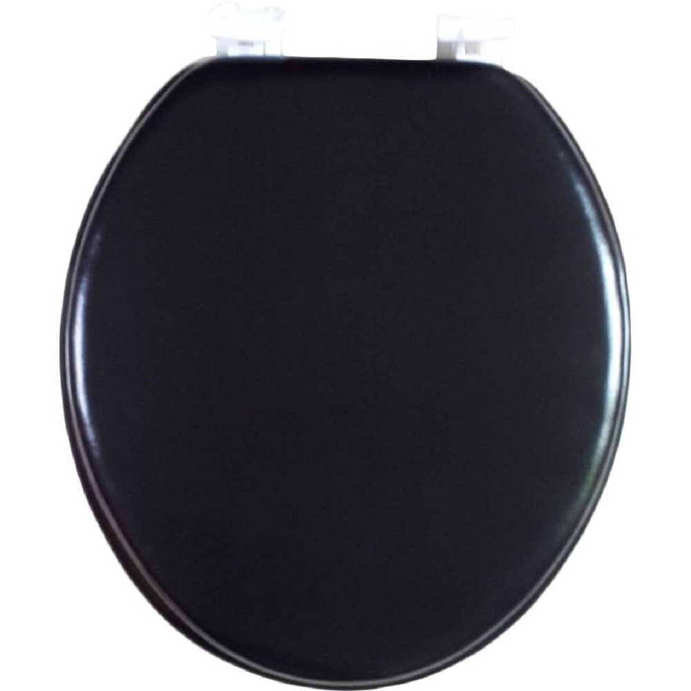 Photos - Toilet Accessory Soft Round Toilet Seat with Easy Clean & Change Hinge Black - J&V TEXTILES