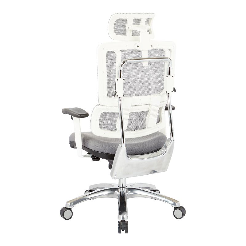 Breathable Vertical Mesh Chair with Steel Fabric Seat with Headrest White - OSP Home Furnishings, 5 of 8