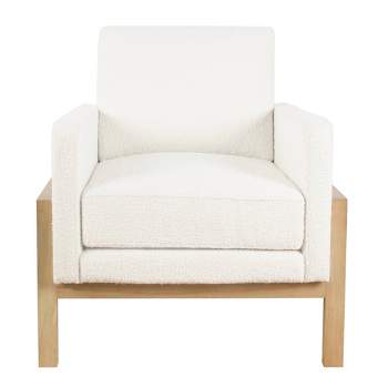 Wood Frame Accent Chair Cream Boucle - HomePop