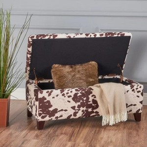 Modern Upholstered Comfortable Ottoman Fabric Storage Ottoman Bench Traditional for living room,brown Multi-Christopher Knight Home - 1 of 4
