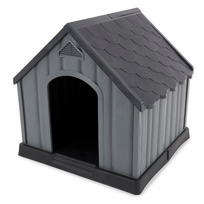Segawe 32" Plastic Dog House - Outdoor/Indoor Shelter, Waterproof, Gray/White