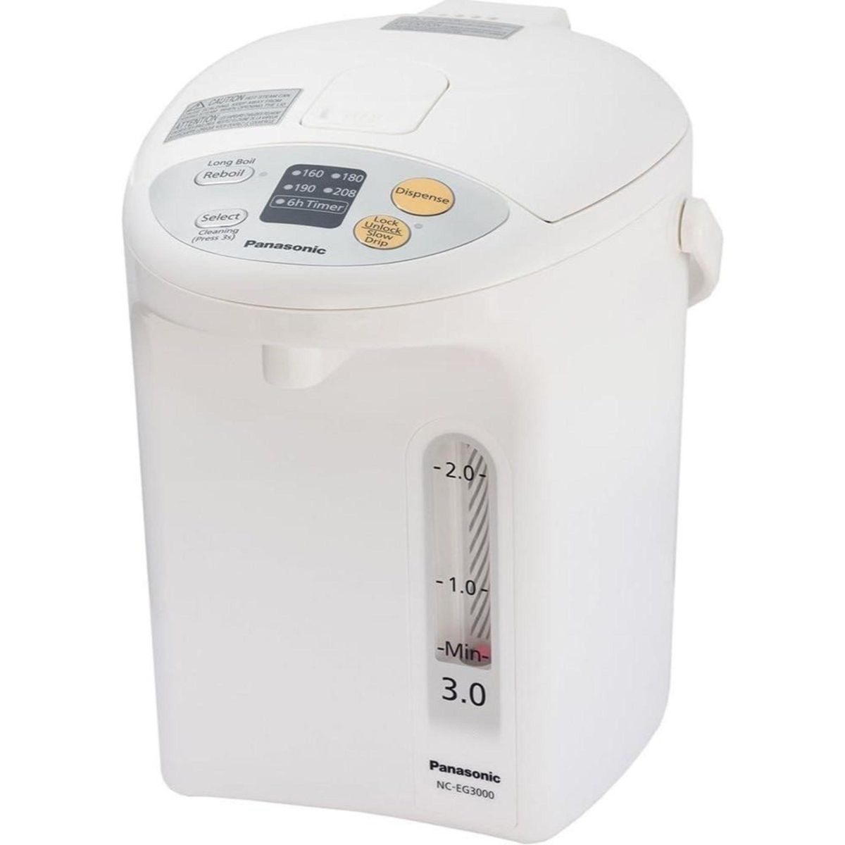 Panasonic RA41660 Electric Thermo Pot Water Boiler Dispenser NC-EG3000, Slow-Drip Mode for Coffee, Ideal for Baby Food, Four TEM, 3.2 quarts, White