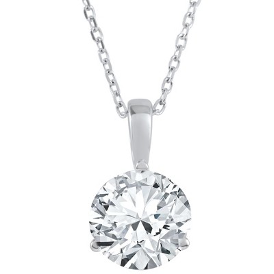 Pompeii3 2 ct Solitaire Lab Created Diamond Pendant available in 14K and Platinum