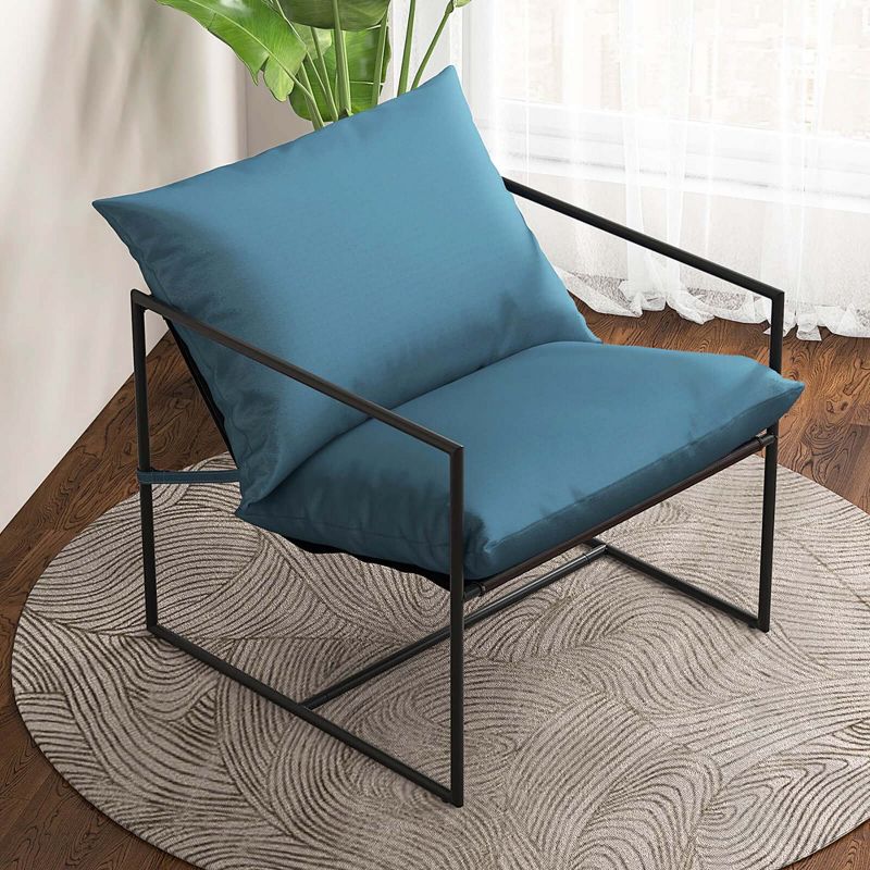 Costway 2PCS Sling Accent Chairs Metal Framed Armchairs with Removable Sponge Cushions, 5 of 10