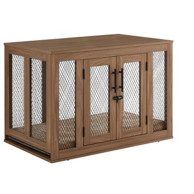 unipaws Wooden Dog Crate with Cushion & Tray