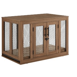 unipaws Wooden Dog Crate with Cushion & Tray - 1 of 4