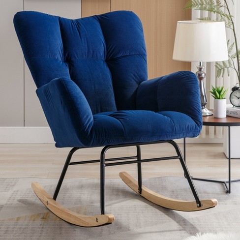 Modern Soft Velvet Upholstered Accent Chair With Armrests, Blue -  Modernluxe : Target