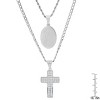 Steeltime Men's stainless steel and simulated diamonds double layered cross and our Lady of Guadalupe pendant. Color Options: Silver, Gold - 3 of 4