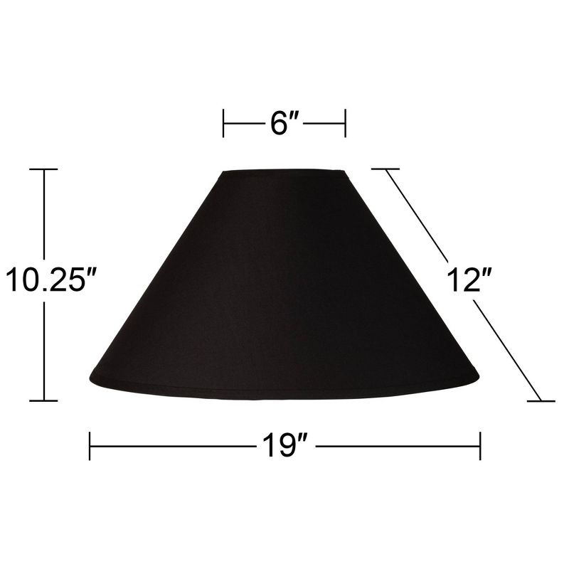 Springcrest Black Large Chimney Empire Lamp Shade 6" Top x 19" Bottom x 12" Slant (Spider) Replacement with Harp and Finial, 5 of 9