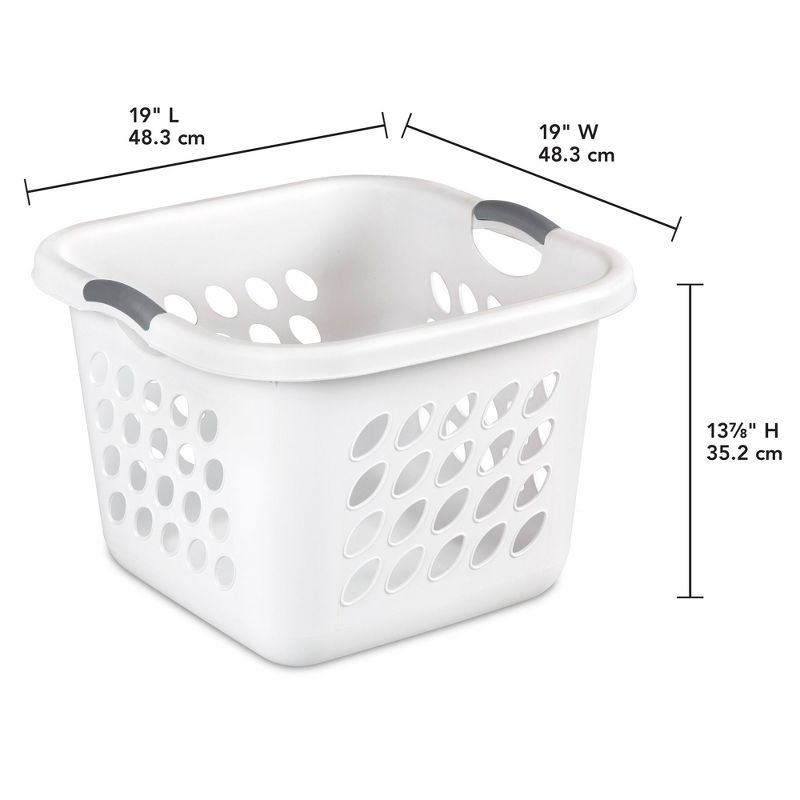 Sterilite 1.5 Bushel Ultra Square Laundry Basket, Plastic, Comfort Handles to Easily Carry Clothes to and from the Laundry Room, White, 12-Pack, 5 of 6