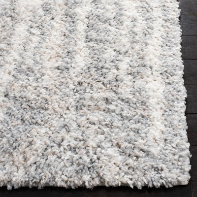 Gray and Ivory Hand-Knotted Shag Area Rug