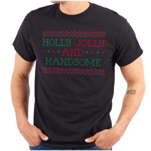Xmas Holly Jolly Handsome Pattern Graphic T Shirt Men or Women Brisco Brands - 1 of 4