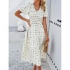 Coolmee Women's Summer Causal Fultter Short Sleeve V-Neck Midi Dress Ruffle Tiered Smocked Dress - 3 of 4