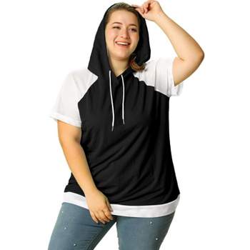 Agnes Orinda Women's Plus Size Hoodies Raglan Short Sleeve Drawstring Pullover Sweatshirts