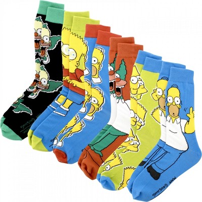 Adult The Simpsons Bart Homer and Krusty 6-Pack Crew Socks