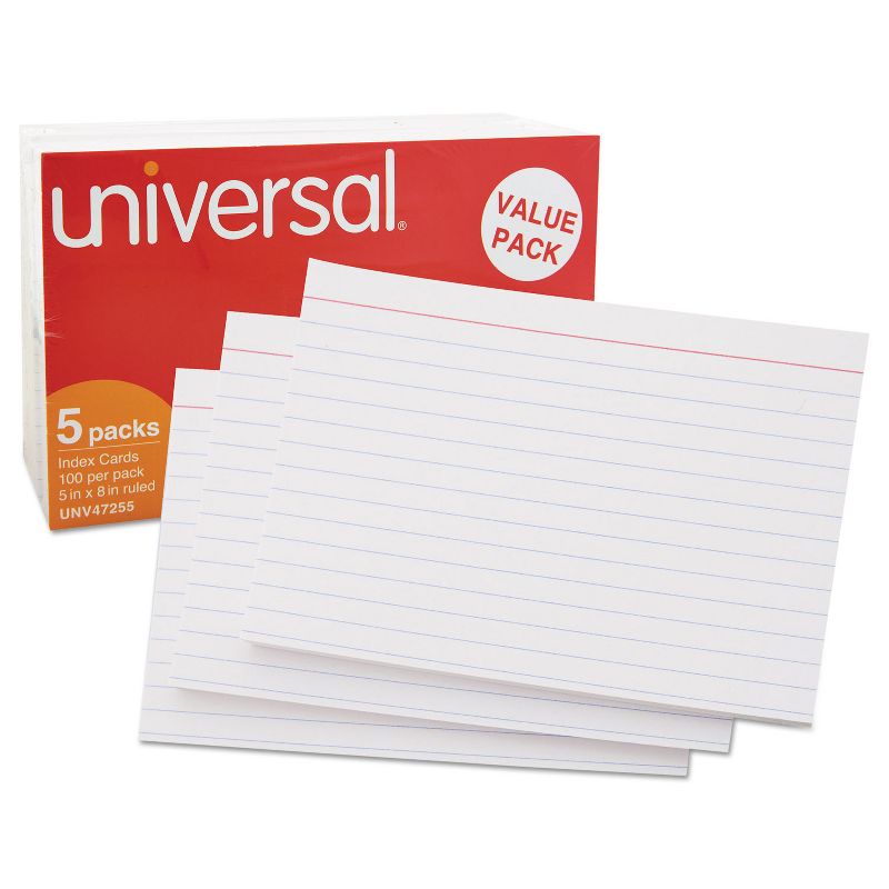 UNIVERSAL Ruled Index Cards 5 x 8 White 500/Pack 47255, 4 of 7
