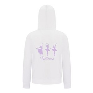 Everyday Kids Ballerina Girls Zip Up Hoodie – Purple Dancer Silhouette Ballet Sweatshirt - 1 of 4