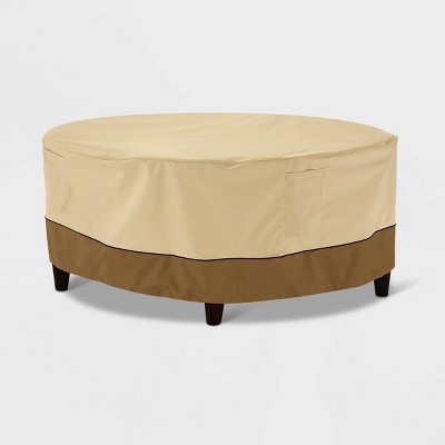 Veranda Round Patio Ottoman/Coffee Table Cover Light Beige M - Classic Accessories