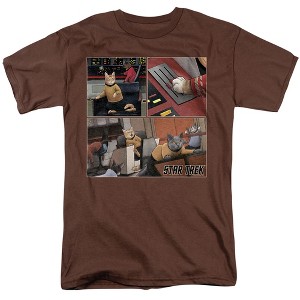 Star Trek Warp Speed Triptych Adult T-Shirt Coffee - 1 of 4