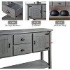 48 Inch Farmhouse Console Table, Farmhouse Entry Table with 2 Drawers and Cabinets, Solid Wood Sofa Table with Shelves for Entryway Living Room - 4 of 4
