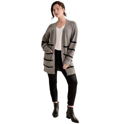 ellos Plus Size Shaker Stitch Cardigan