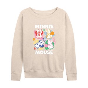 Women's - Disney - Minnie Mouse Lightweight French Terry Wide Neck Long Sleeve Shirt - 1 of 4