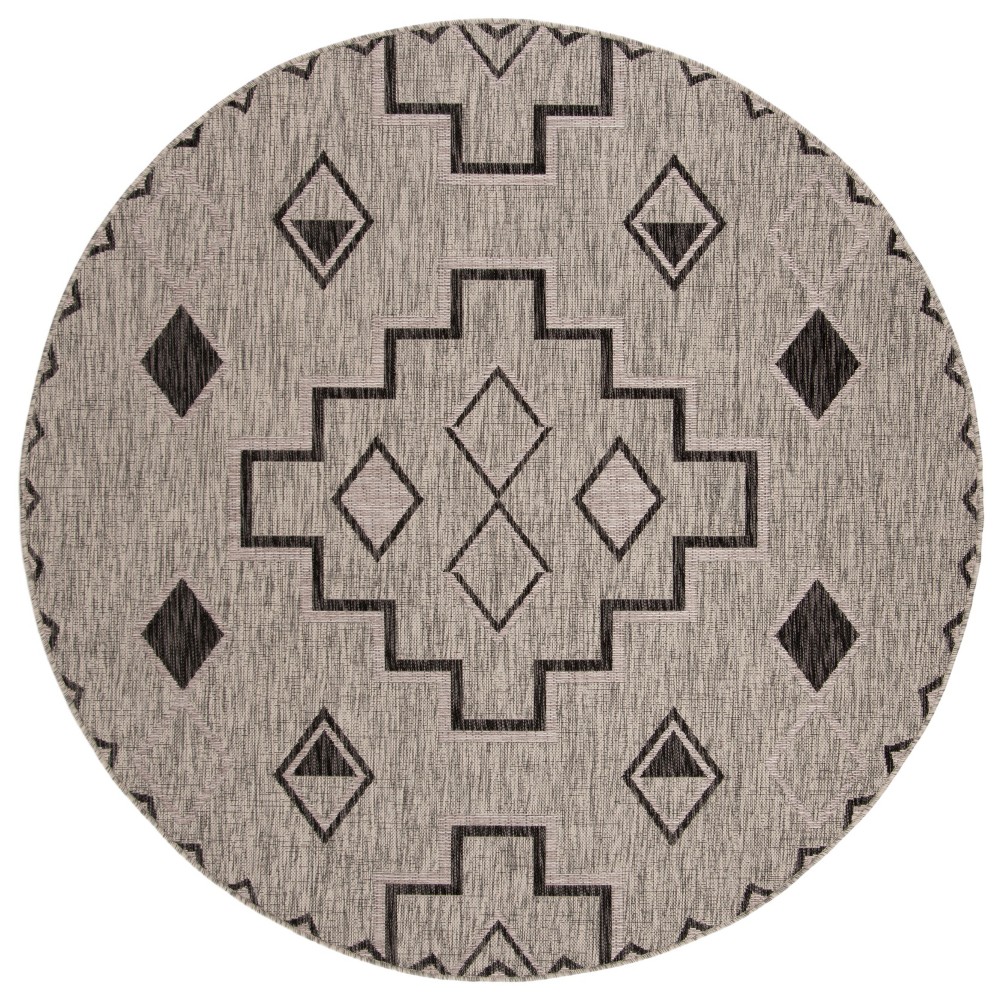 6'7in Round Cassia Outdoor Rug Gray/Black - Safavieh