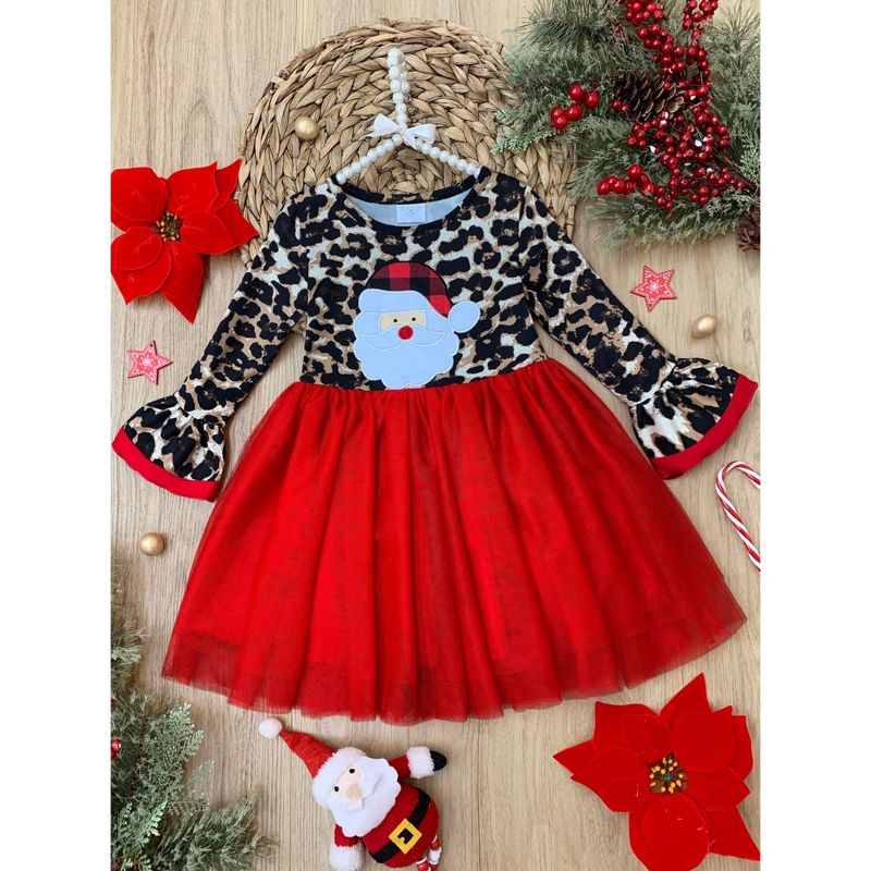 Girls Wild For Santa Flounce Sleeve Tutu Dress - Mia Belle Girls, 4 of 5