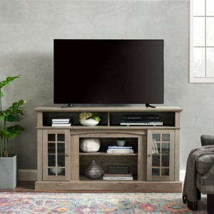 58" Traditional TV Stand for 65" TV, Media Console with Glass Doors & Adjustable Shelves for Living Room-3irtyhousy - 1 of 4