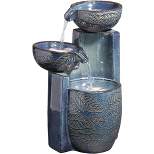 John Timberland Summer Leaves Cascading Bowls Modern Outdoor Floor Water Fountain with LED Light 26" for Yard Garden Patio Deck Porch House Exterior