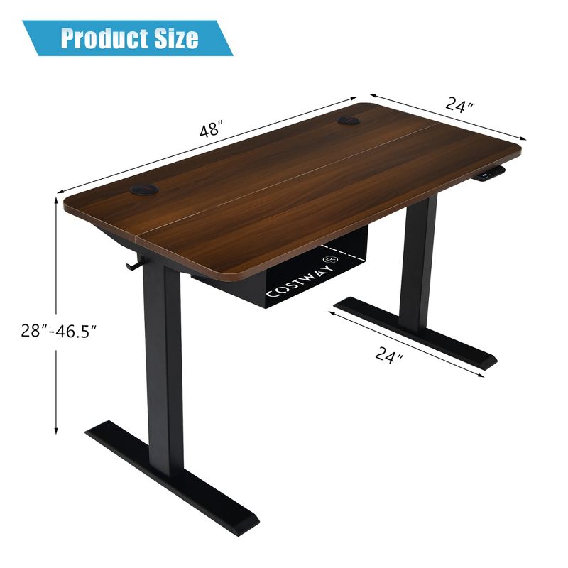 Costway 48''  Electric Standing Desk Height Adjustable w/ Control Panel & USB Port Rustic\Walnut, 3 of 11