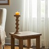Wood Pillar Candle Holder with Decorative Beads, Antique Finish Candlestick for Home or Wedding Decor, Ivory/Beige - 2 of 4