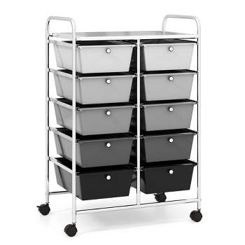 Costway 3-tier Metal Utility Cart 400 Lbs Storage Service Trolley Tool  Storage Black : Target
