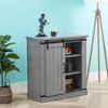Home Essentials TV Stand for TVs up to 40" Gray : Wood Composite with Nickel Hardware, Cable Management - 3 of 4