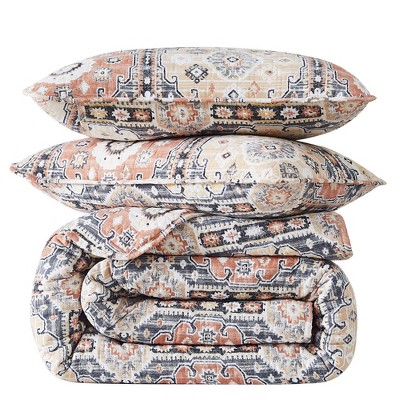 Natural Kilim Pattern King Microfiber Quilt Set